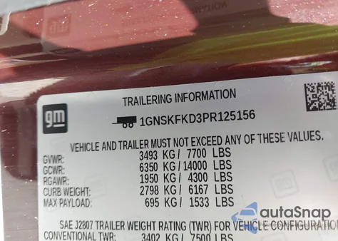 2023 Chevrolet Suburban 4Wd Premier из США, поврежденный, VIN 1GNSKFKD3PR125156